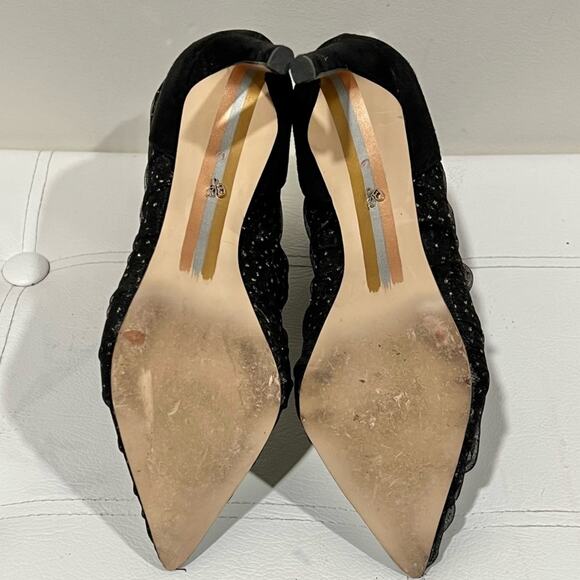 Sam Edelman Farren Black and Gold Ankle Boots - Picture 8 of 11